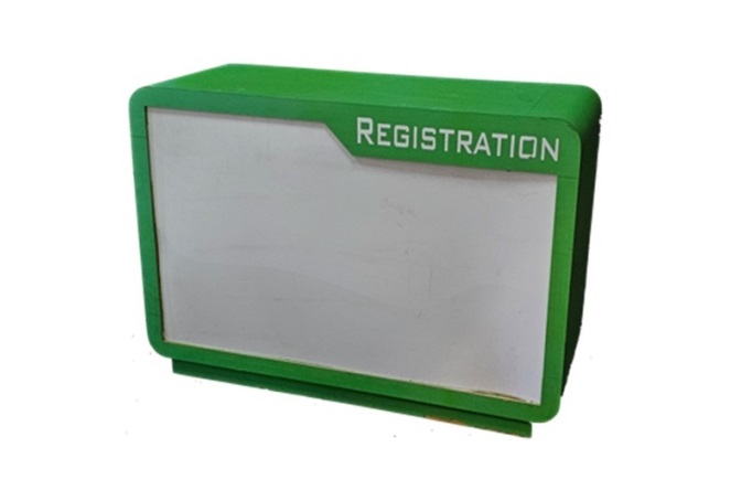 Registration Counter [1500cm (L) x 600cm (W) x 1000cm (H)]