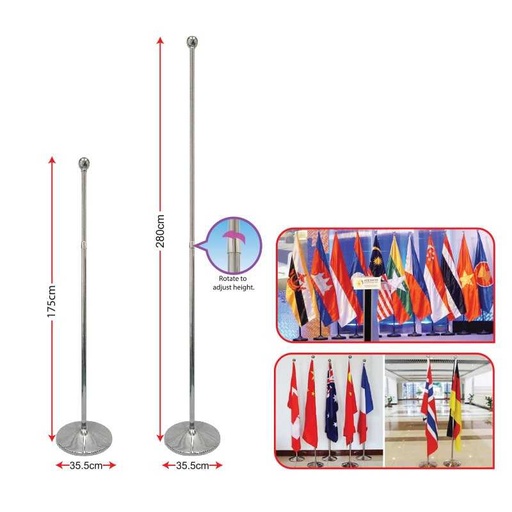 [0600241673E] Flag Pole with Stand [2.8m (H)]
